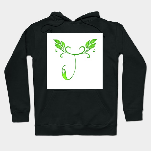 A letter J formed with leaves. Hoodie by ikshvaku